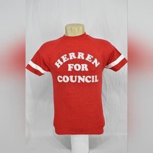 Vintage 80's Champion Printed T-shirt,Color:Red,Size:Medium